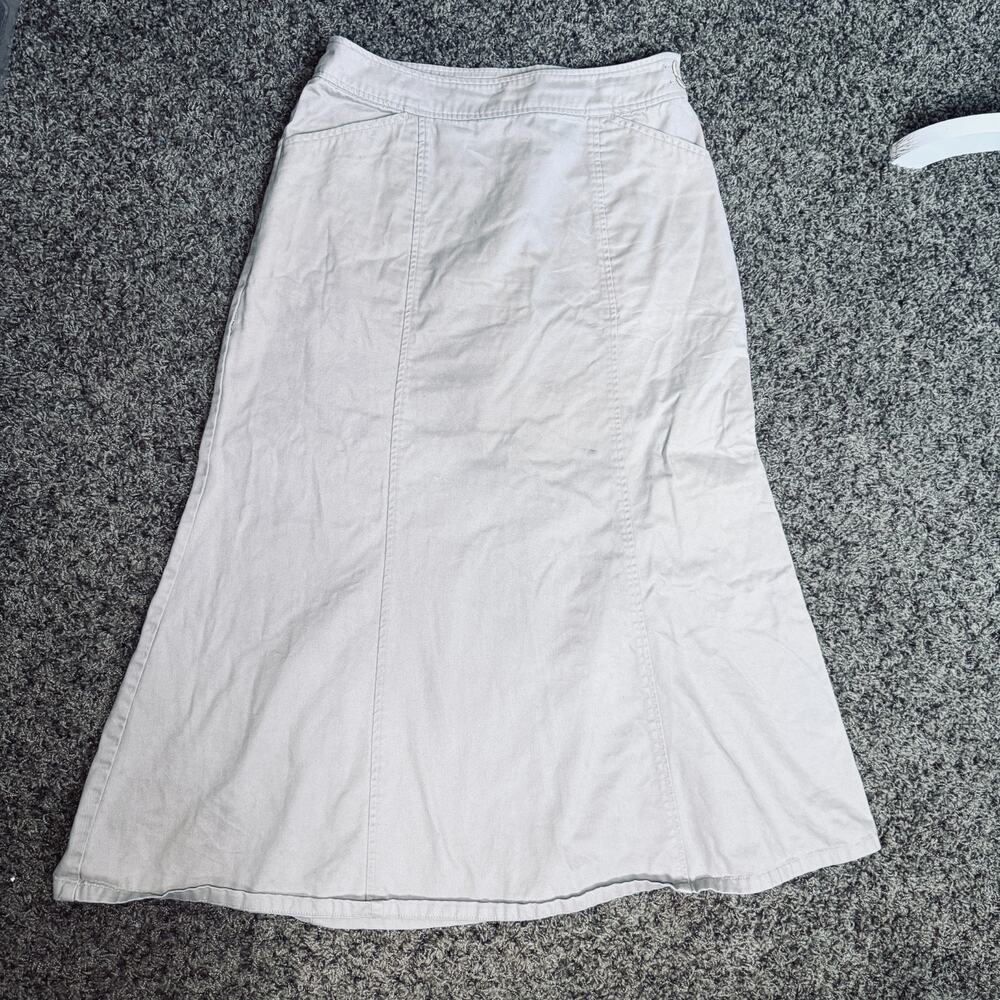Pendleton Khaki Midi Skirt 100% Cotton 8 canvas western flare beige minimalist